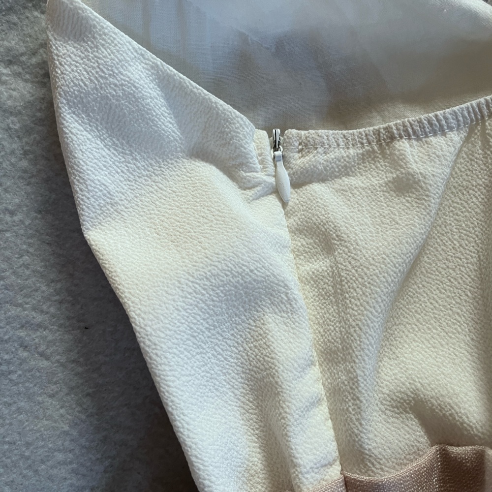 “Who I Am” White + Tan Paperbag Tie Waist Jumpsuit Sz 12 - Picture 7 of 7